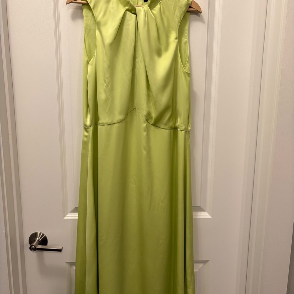 Elegant Chartreuse High Neck Sleeveless Dress